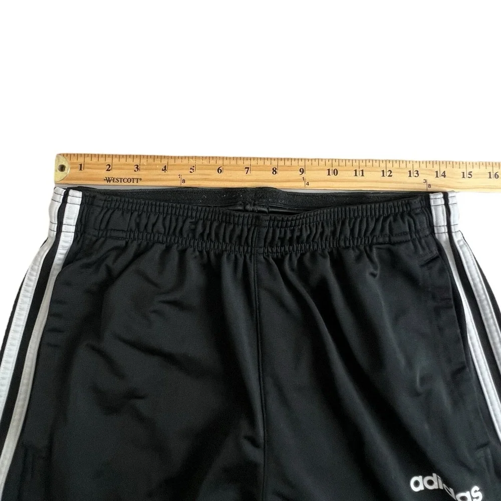 Adidas Mens L‎ Black Polyester Elastic Waist Straight Leg Track Pants Zip Ankle